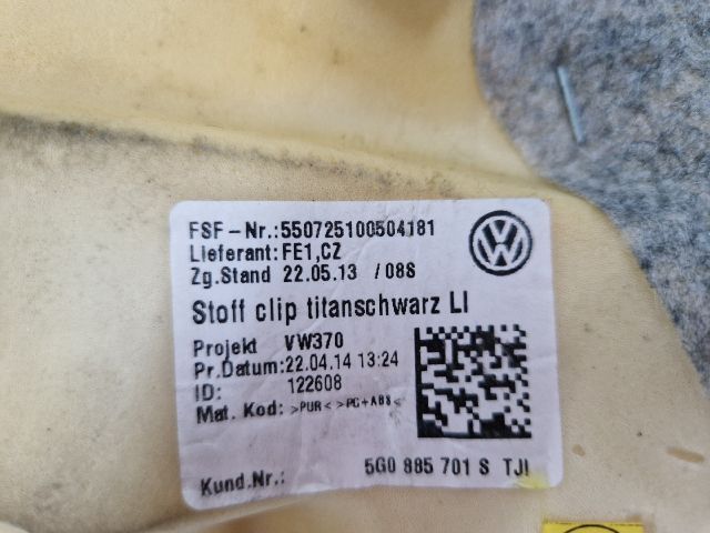 bontott VW GOLF VII Bal hátsó Ülés Légzsák