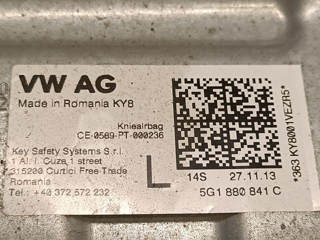 bontott VW GOLF VII Bal Térdlégzsák