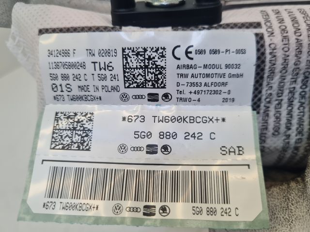 bontott VW GOLF VII Jobb Oldallégzsák