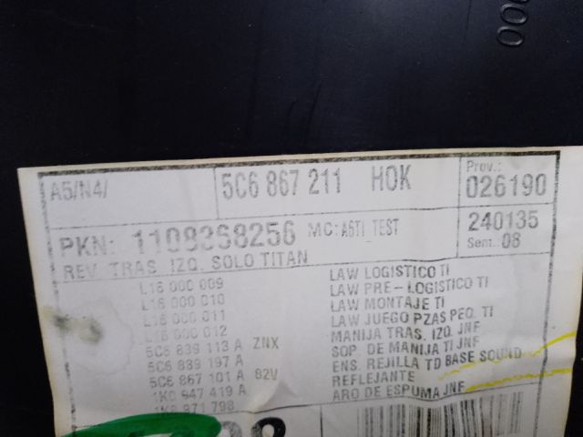 bontott VW JETTA Bal hátsó Ajtó Kárpit