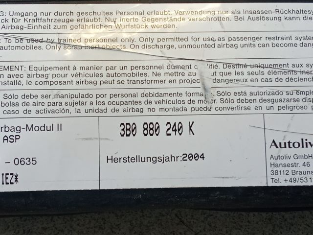 bontott VW PASSAT B5 Jobb Oldallégzsák