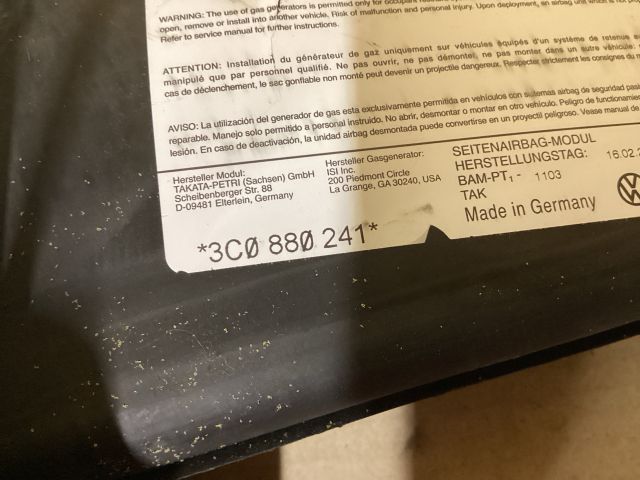 bontott VW PASSAT B6 Bal Függönylégzsák és Oldallégzsák