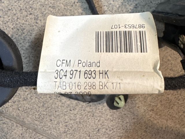 bontott VW PASSAT B6 Bal hátsó Ajtó Kábelköteg