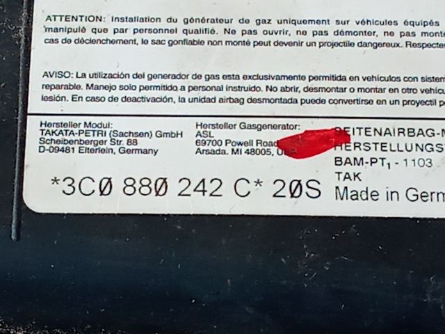 bontott VW PASSAT B6 Jobb Oldallégzsák