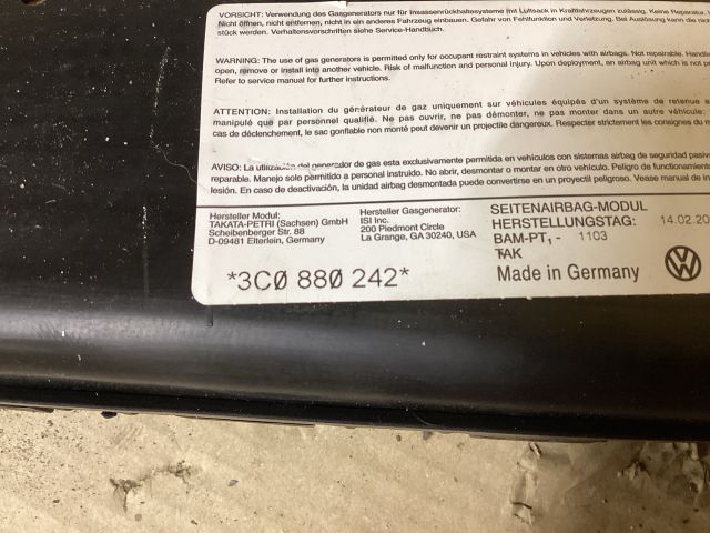 bontott VW PASSAT B6 Jobb Oldallégzsák