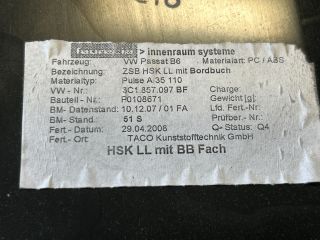 bontott VW PASSAT B6 Kesztyűtartó