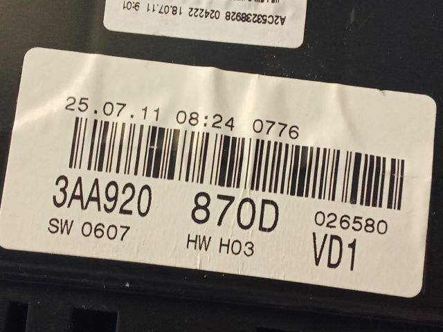 bontott VW PASSAT B7 Kilométeróra