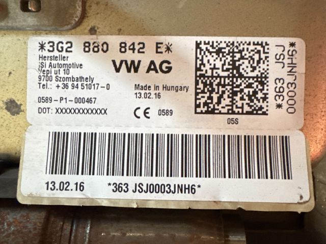 bontott VW PASSAT B8 Bal Térdlégzsák