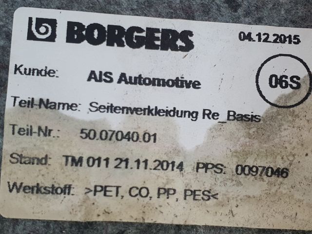 bontott VW PASSAT B8 Csomagtér Kárpit