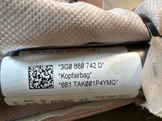 bontott VW PASSAT B8 Jobb első Függöny Légzsák