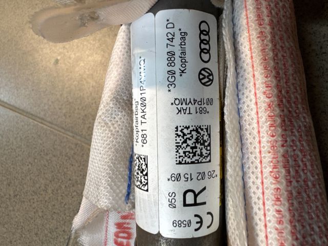 bontott VW PASSAT B8 Jobb első Függöny Légzsák