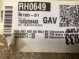 bontott VW PASSAT B8 Jobb hátsó Ajtó Kárpit