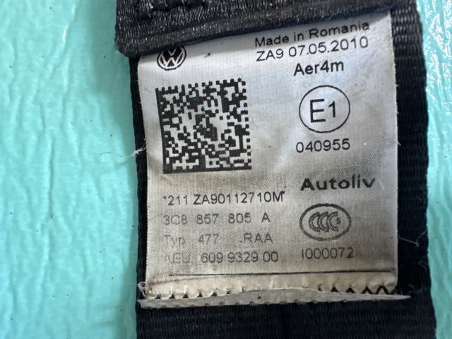 bontott VW PASSAT CC Jobb hátsó Biztonsági Öv