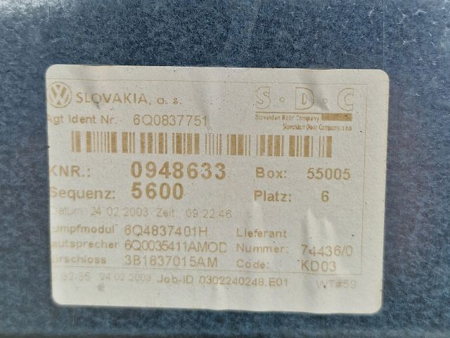 bontott VW POLO IV Bal első Ablakemelő Szerkezet (Elektromos)