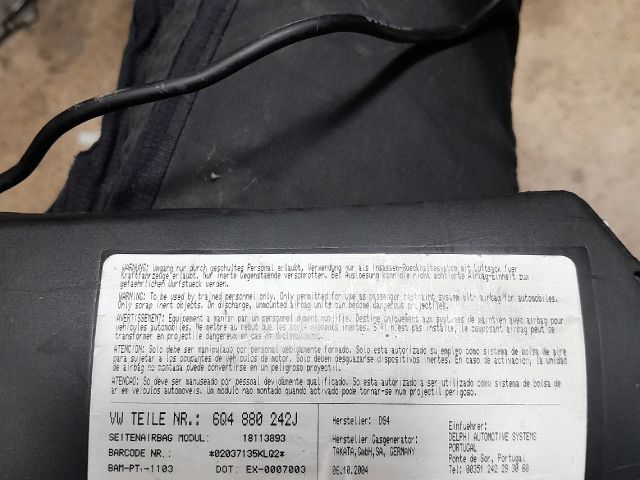 bontott VW POLO IV Bal Függönylégzsák és Oldallégzsák