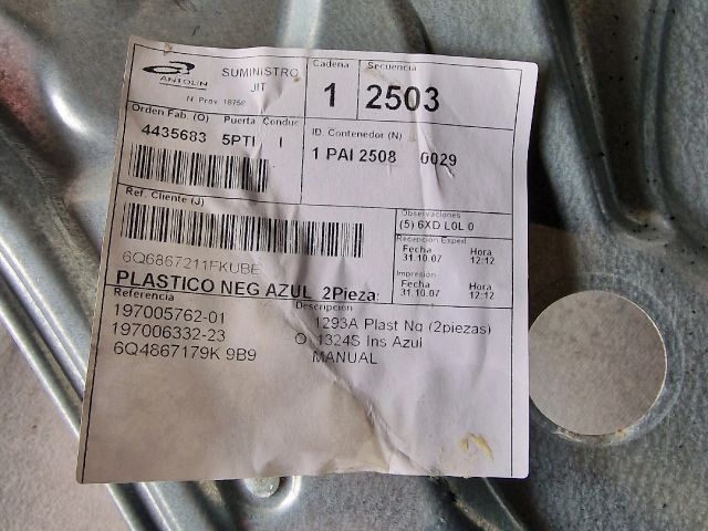 bontott VW POLO IV Bal hátsó Ablakemelő Szerkezet (Mechanikus)