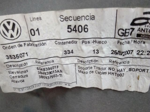 bontott VW POLO IV Bal hátsó Ablakemelő Szerkezet (Mechanikus)