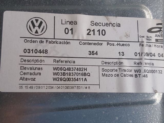 bontott VW POLO IV Jobb első Ablakemelő Szerkezet (Elektromos)