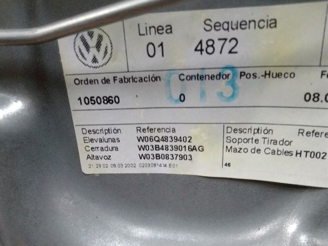 bontott VW POLO IV Jobb hátsó Ablakemelő Szerkezet (Mechanikus)