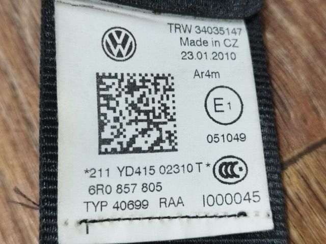 bontott VW POLO V Bal hátsó Biztonsági Öv