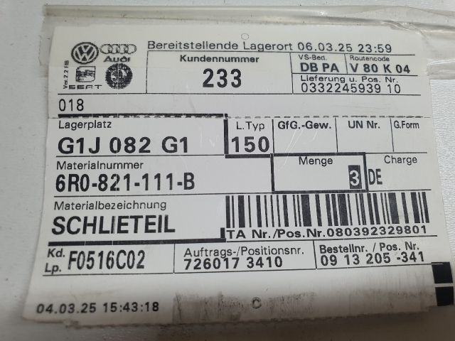 bontott VW POLO V Bal Sárvédő Csavar Burkolat