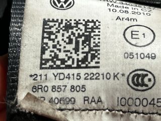 bontott VW POLO V Hátsó Biztonsági Öv Szett