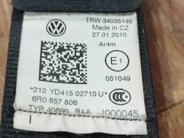 bontott VW POLO V Jobb hátsó Biztonsági Öv