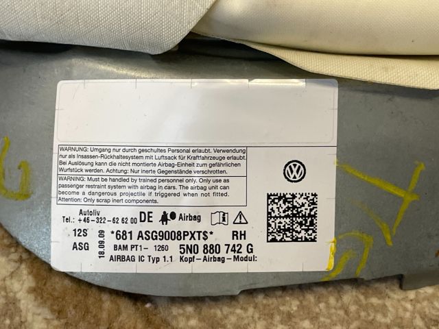 bontott VW TIGUAN Jobb első Függöny Légzsák