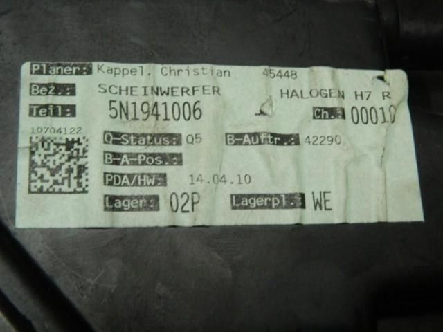 bontott VW TIGUAN Jobb Fényszóró