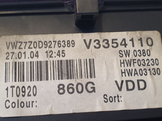 bontott VW TOURAN Kilométeróra