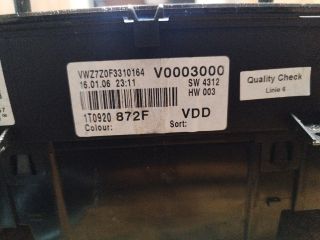 bontott VW TOURAN Kilométeróra