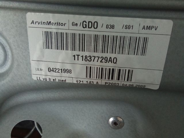 bontott VW TOURAN Bal első Ablakemelő Szerkezet (Elektromos)