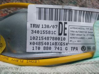 bontott VW TOURAN Bal Függönylégzsák és Oldallégzsák