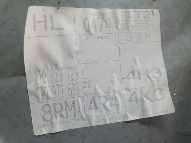 bontott VW TOURAN Bal hátsó Ablakemelő Szerkezet (Elektromos)