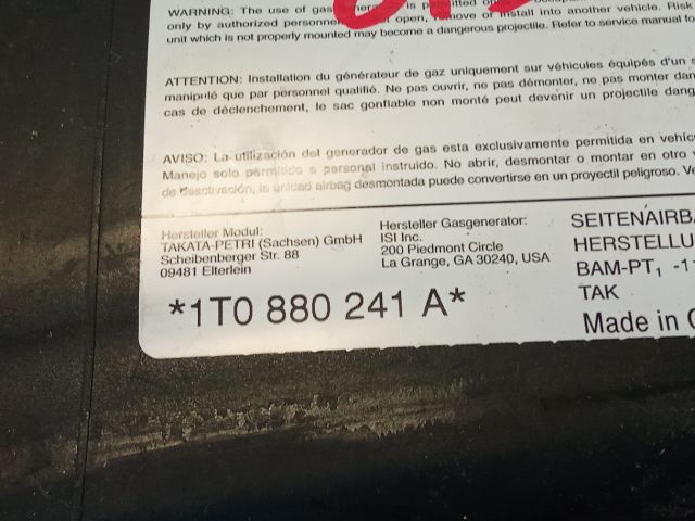 bontott VW TOURAN Bal Oldallégzsák