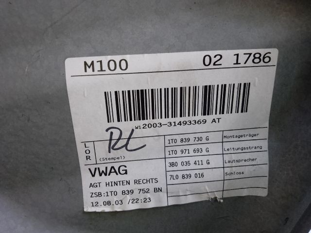 bontott VW TOURAN Jobb hátsó Ablakemelő Szerkezet (Elektromos)