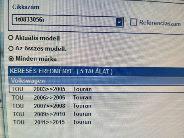 bontott VW TOURAN Jobb hátsó Ajtó (Részeivel)