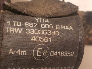 bontott VW TOURAN Jobb hátsó Biztonsági Öv