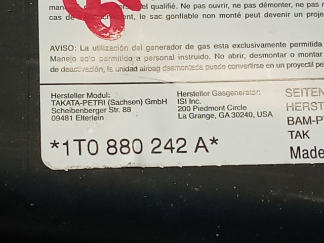 bontott VW TOURAN Jobb Oldallégzsák