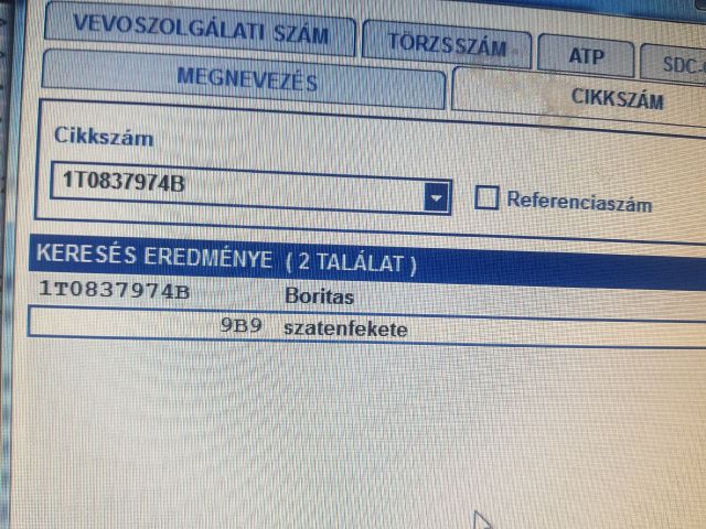 bontott VW TOURAN Jobb Visszapillantó Tükör Kárpit