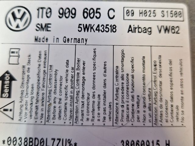 bontott VW TOURAN Légzsák Elektronika