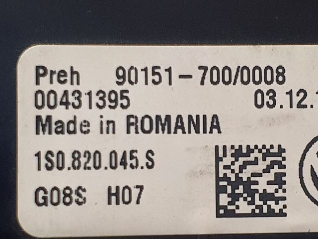 bontott VW UP Fűtéskapcsoló (manuális klímás)