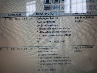 bontott VW UP Zárbetét Szett